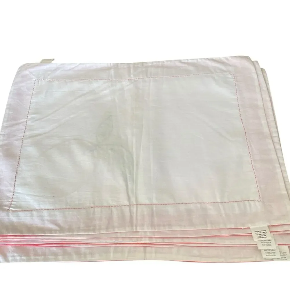 Pottery Barn NWTs Set of 8 Pink and White Placemat with Appliqué Lemon Design